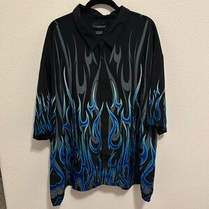Used No Boundaries Blue Flame Short Sleeve Button Down Size 3XL